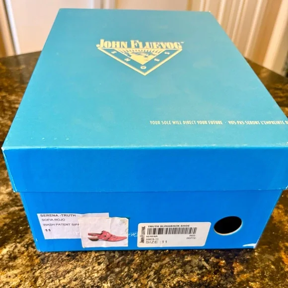 John Fluevog Red Slingback Heels with Gold Accents “Serena” - Picture 3 of 7